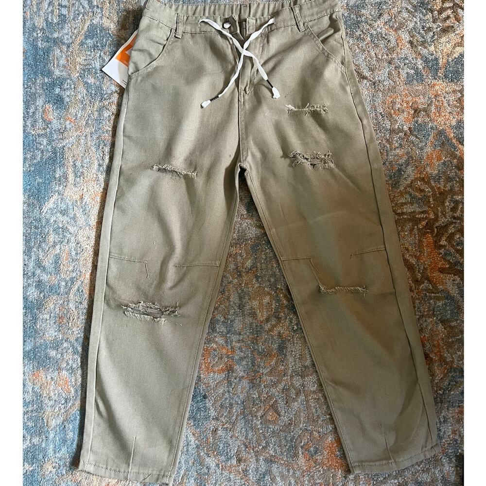 NWT Distressed Khaki Jogger Pants | Streetwear Casual